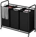 LINZINAR 3-Bag Laundry Basket Hamper Laundry Sorter Cart laundry room by LINZINAR