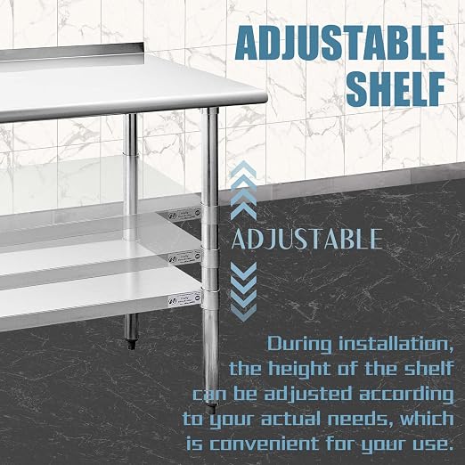 Hally Stainless Steel Table for Prep & Work 18 x 48 Inches, NSF Commercial - Image 6