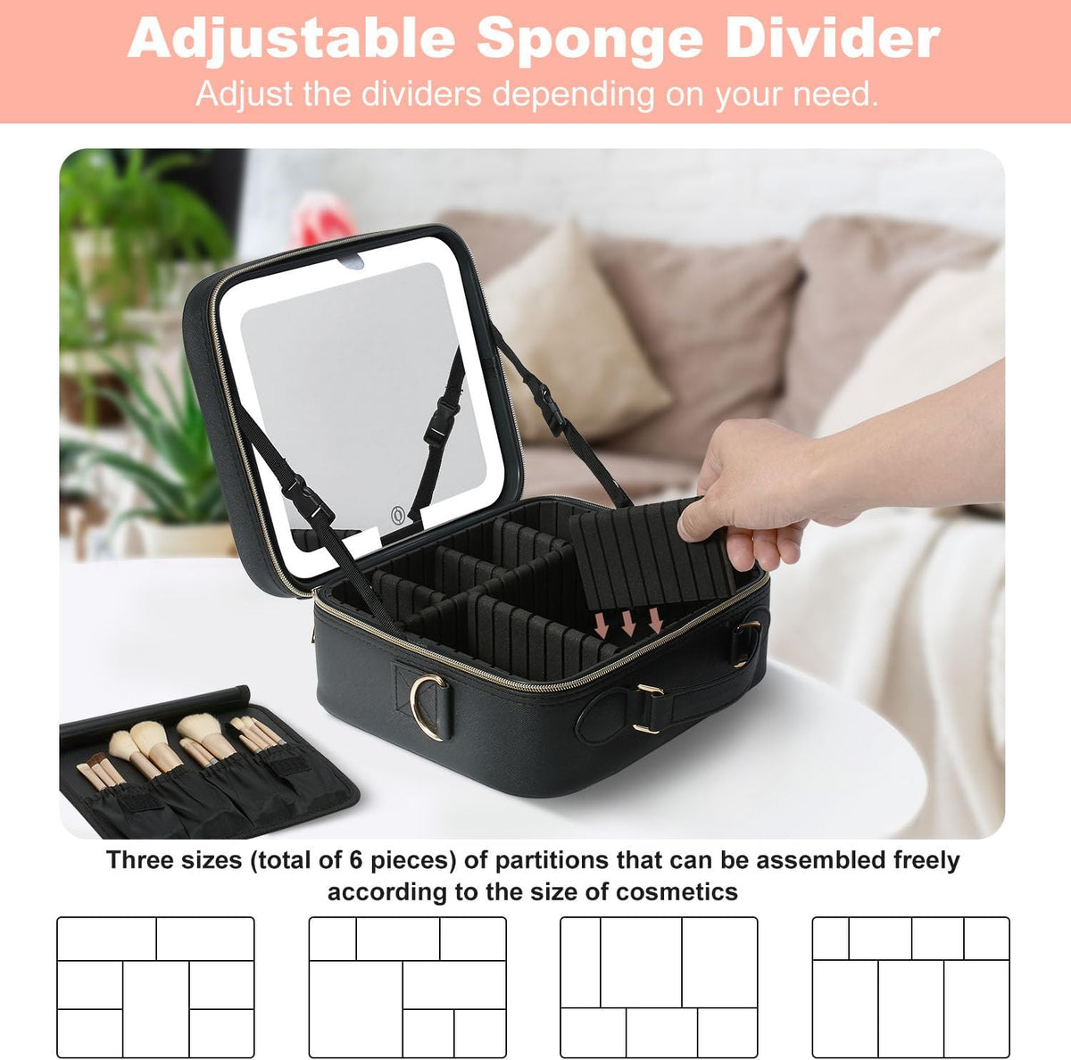 Travel Makeup Bag with Mirror Travel Makeup Organizer Makeup Case