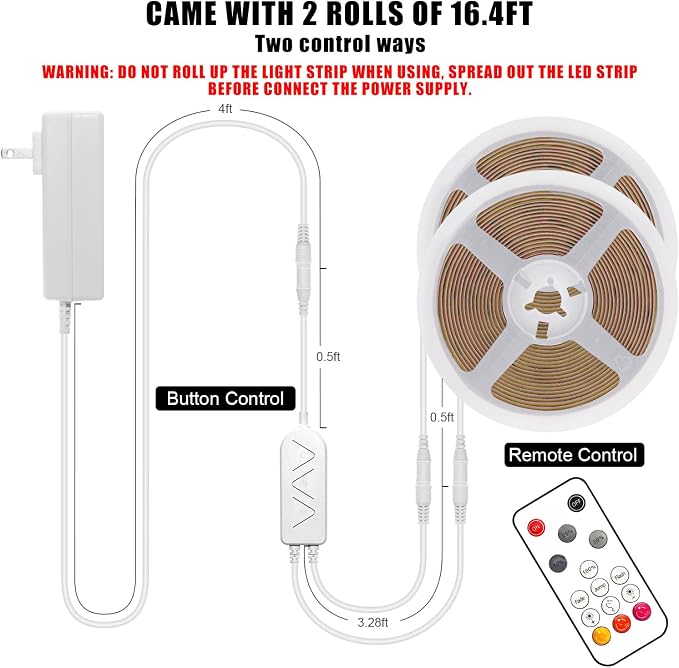 32.8ft 4000K White COB Led Strip Lights - Image 6