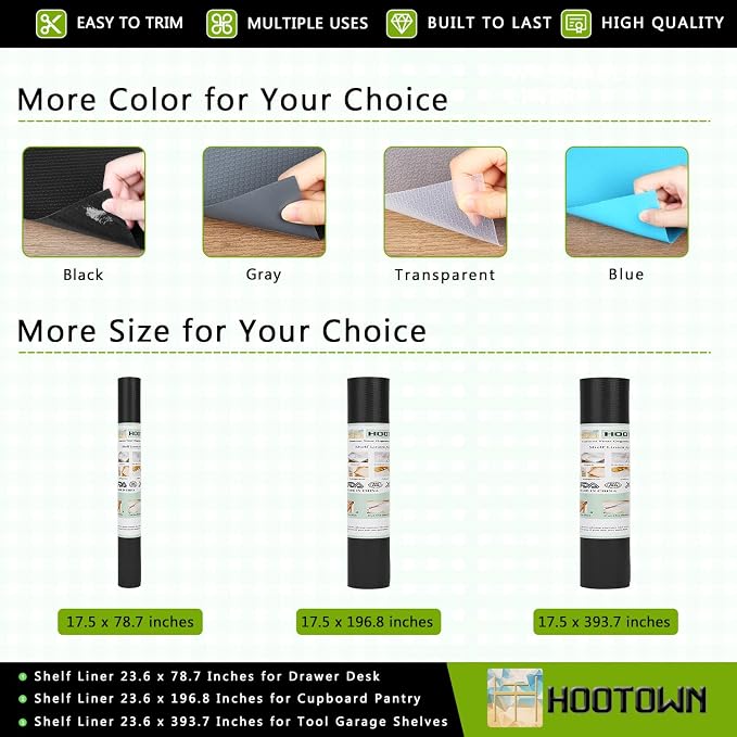 HooTown Shelf Liner Kitchen Cabinet Drawer Mats 17.5 Inch Wide x 32.8 Feet Long - Image 2