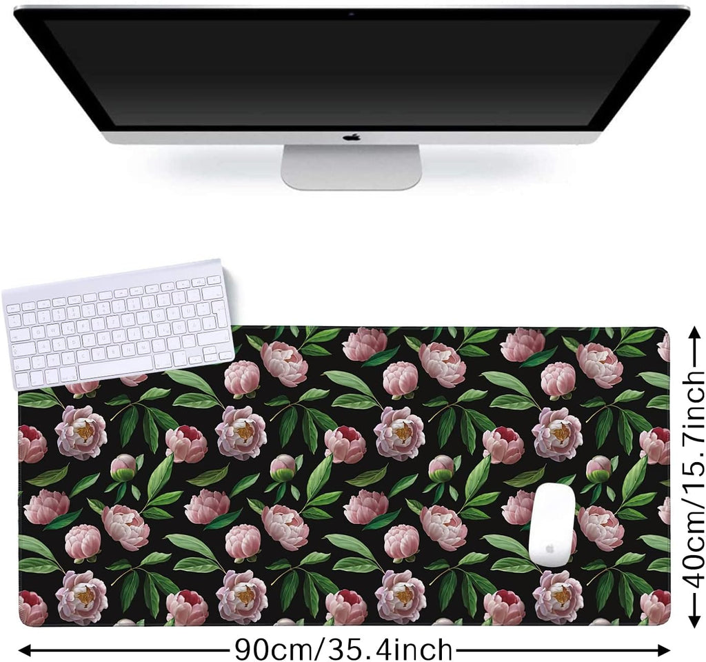 Beautiful Flower Pink Peonies Gaming Mouse Pad XXL Large Desk Mouse