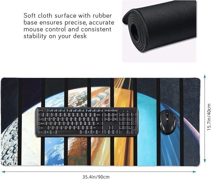 Cosmic Planet Large Mouse Pad, Vintage Aesthetic Gaming Desk Mat, XXL Keyboard - Image 3