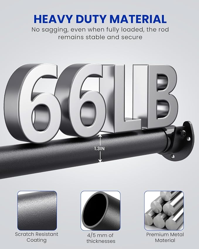 4 PACK Closet Rods for Hanging Clothes, 17 to 84 Inches Stepless Adjustable - Image 4