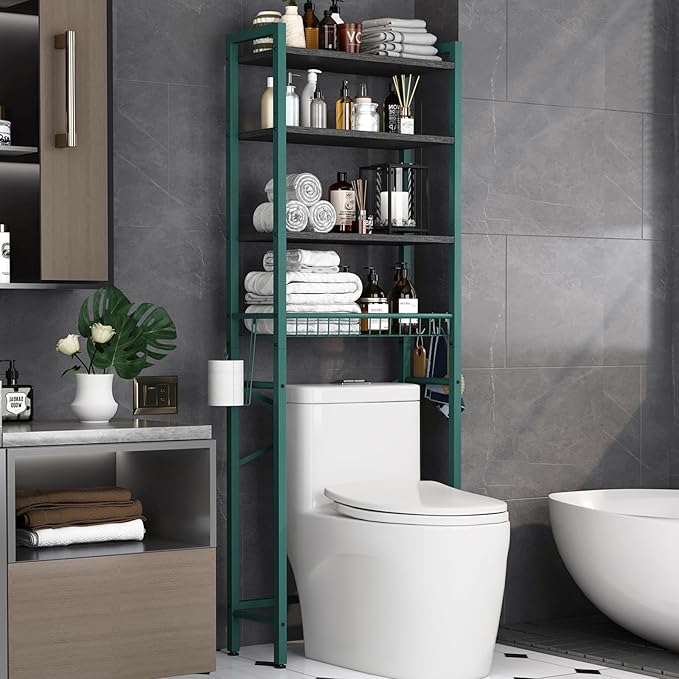 Over-The-Toilet Storage Rack, 4-Tier Bathroom Organizer Shelf Over Toilet by Kalrin