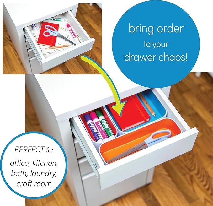 Three by Three Seattle 5 Piece Shallow Metal Organizer Tray Set - Image 4