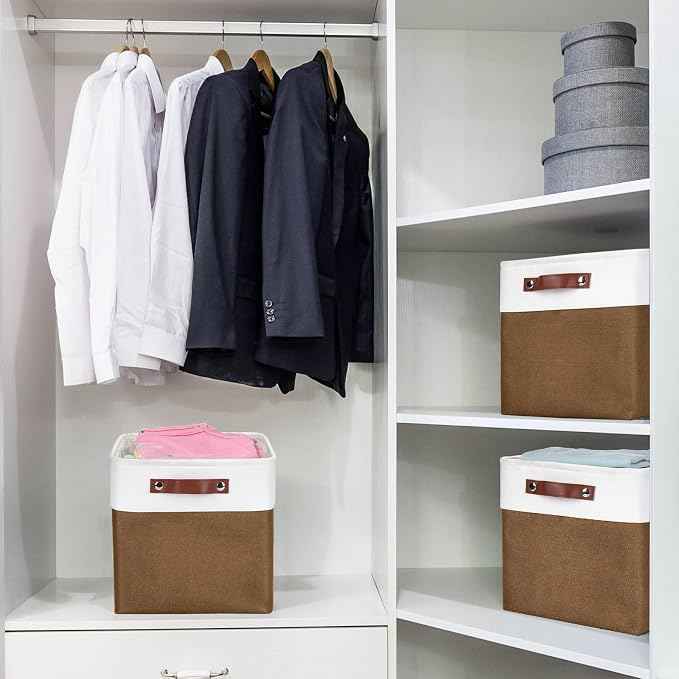 Collapsible Fabric Storage Cubes 11x11 Cube Storage Bins, 4 Pack Closet Baskets