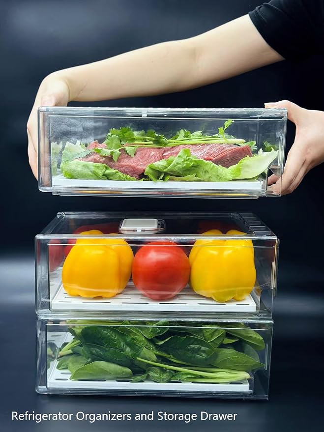 Refrigerator Organizers and Storage Drawer, Stackable Fruit Storage Containers - Image 5