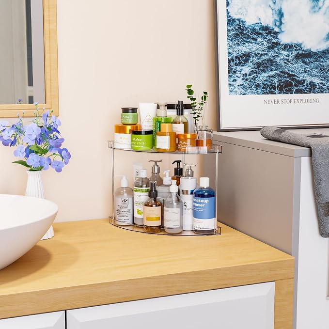Yieach Clear Corner Bathroom Counter Organizer, 2Tier Tiered Countertop Corner - Image 7