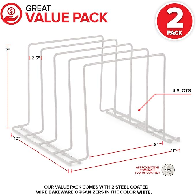 Stock Your Home White Steel Baking Pan Organizer Rack - Image 2