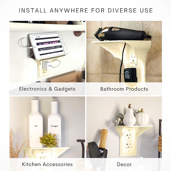 BeraTek Power Perch Wall Outlet Shelf | Declutter & Reclaim Counter Space | - Image 10