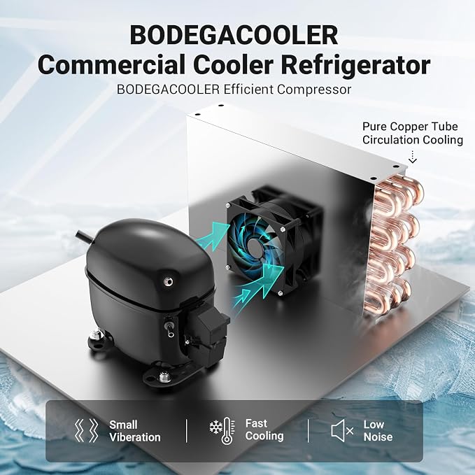 BODEGACOOLER Commercial Merchandiser Refrigerator, 9 Cu.Ft Glass Door Beverage - Image 8