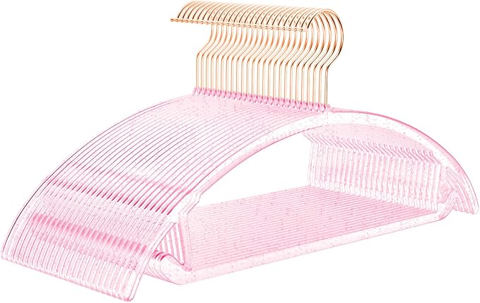 MIZGI Premium Clear Hangers Heavyduty- Pink Acrylic No Shoulder Bump Suit by MIZGI