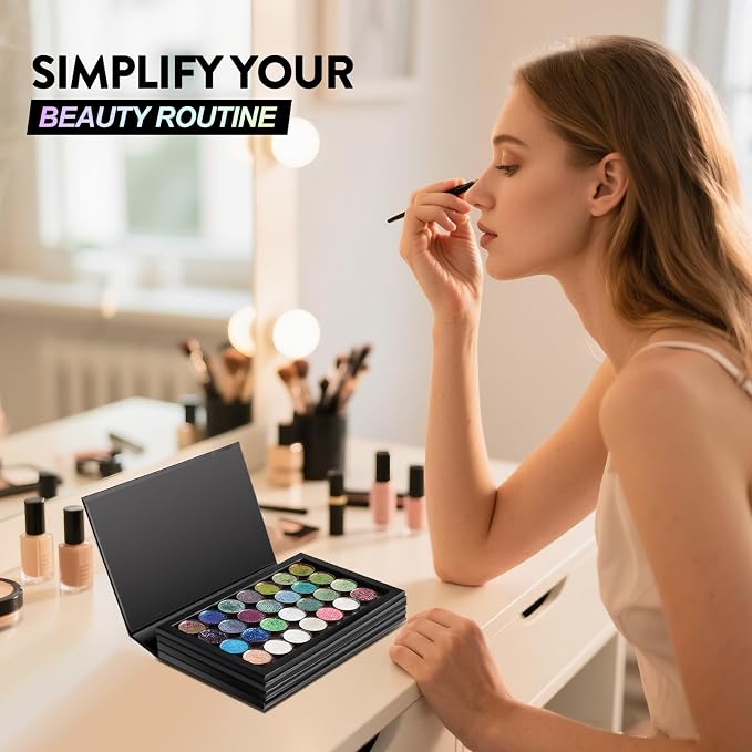 Strong 4 Layers Empty Magnetic Palette Book Palette+1pcs Makeup Depotting - Image 7