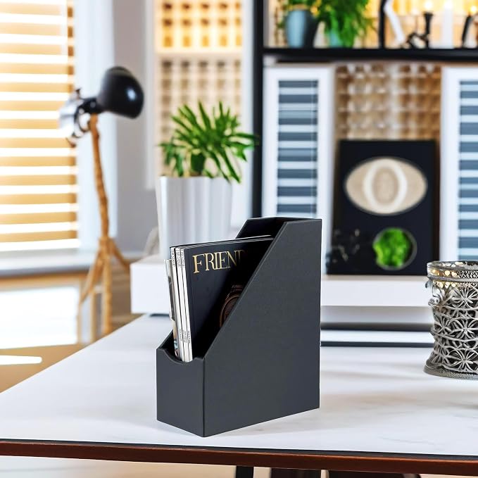 UnionBasic Magazine File Holder, Leatherette Desktop Document Organizer - Image 4