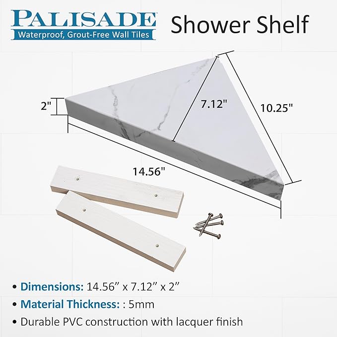 Palisade Vinyl Waterproof Corner Shower Shelf in Silver Lake - Image 3