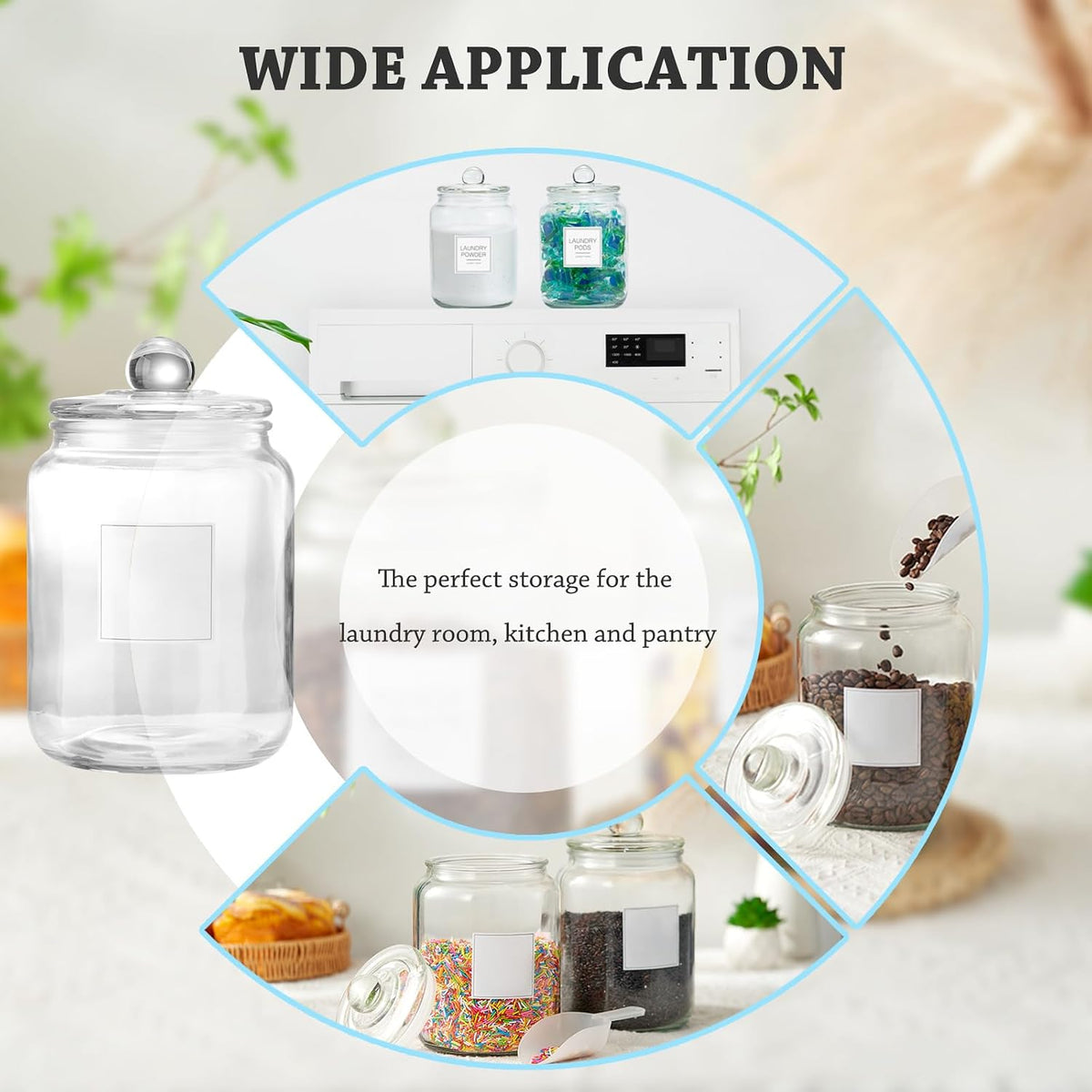 FyndraX Laundry Pods Glass Jars - Half Gallon Airtight Containers with