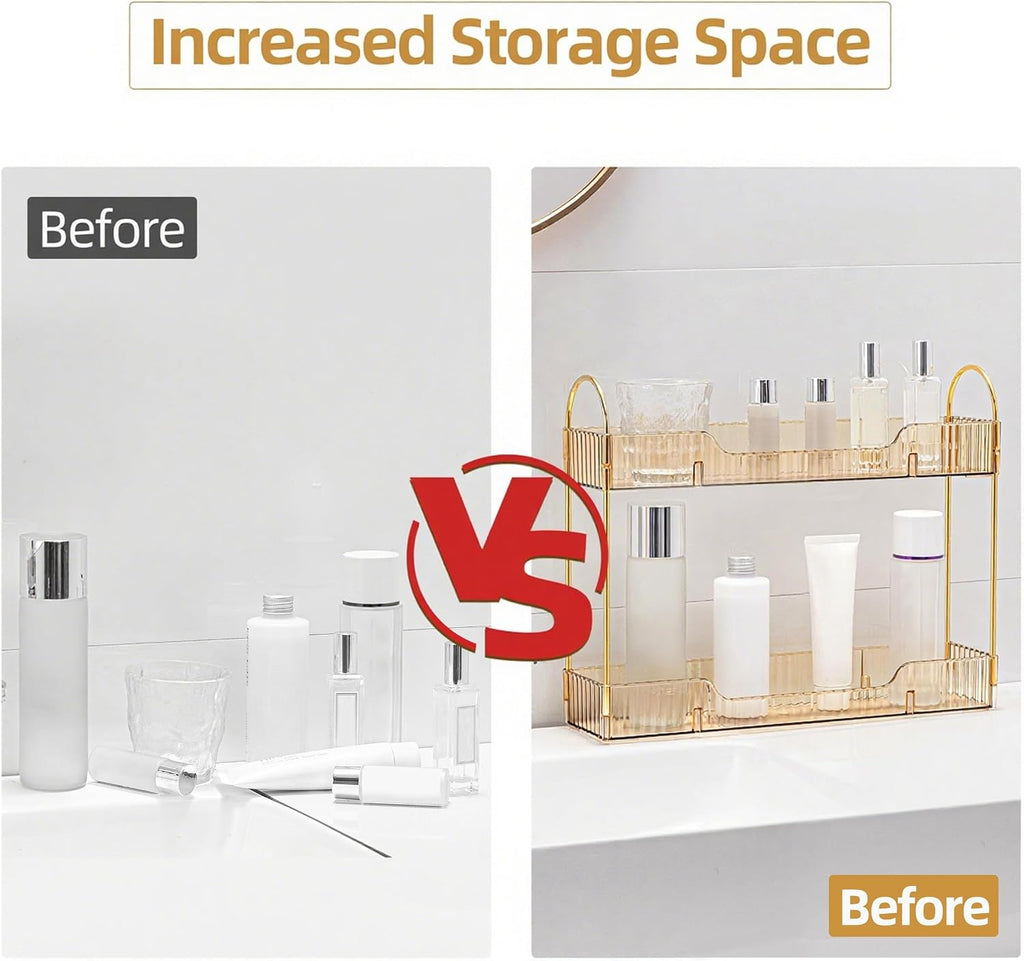 YCIA&DONE 2 Tiers Narrow Vanity Makeup Organizer, Bathroom Organizers