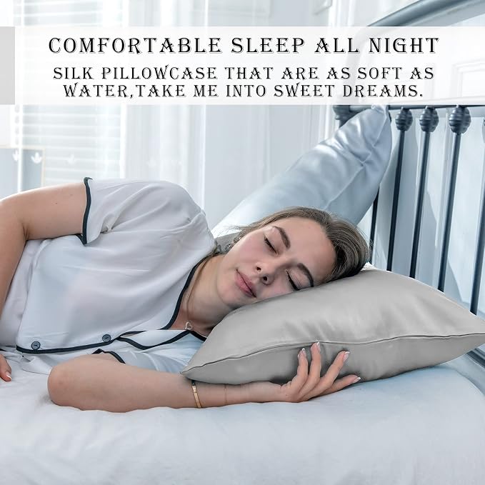 Silk Pillowcase for Hair and Skin, Breathable and Sliky 100% Standard Size - Image 6