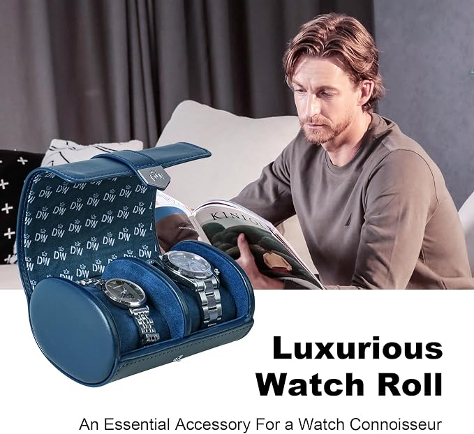 DUKWIN Watch Roll for 2 Watches, Vegan Leather Travel Watch Case Organizer - Image 5