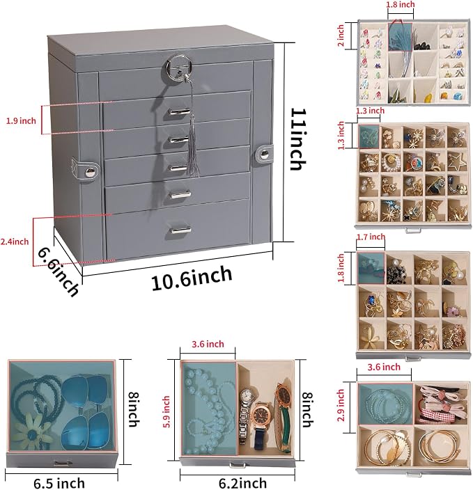 BOOVO Jewelry Box For women, 6 Layer Large Jewelry Organizer - Image 4