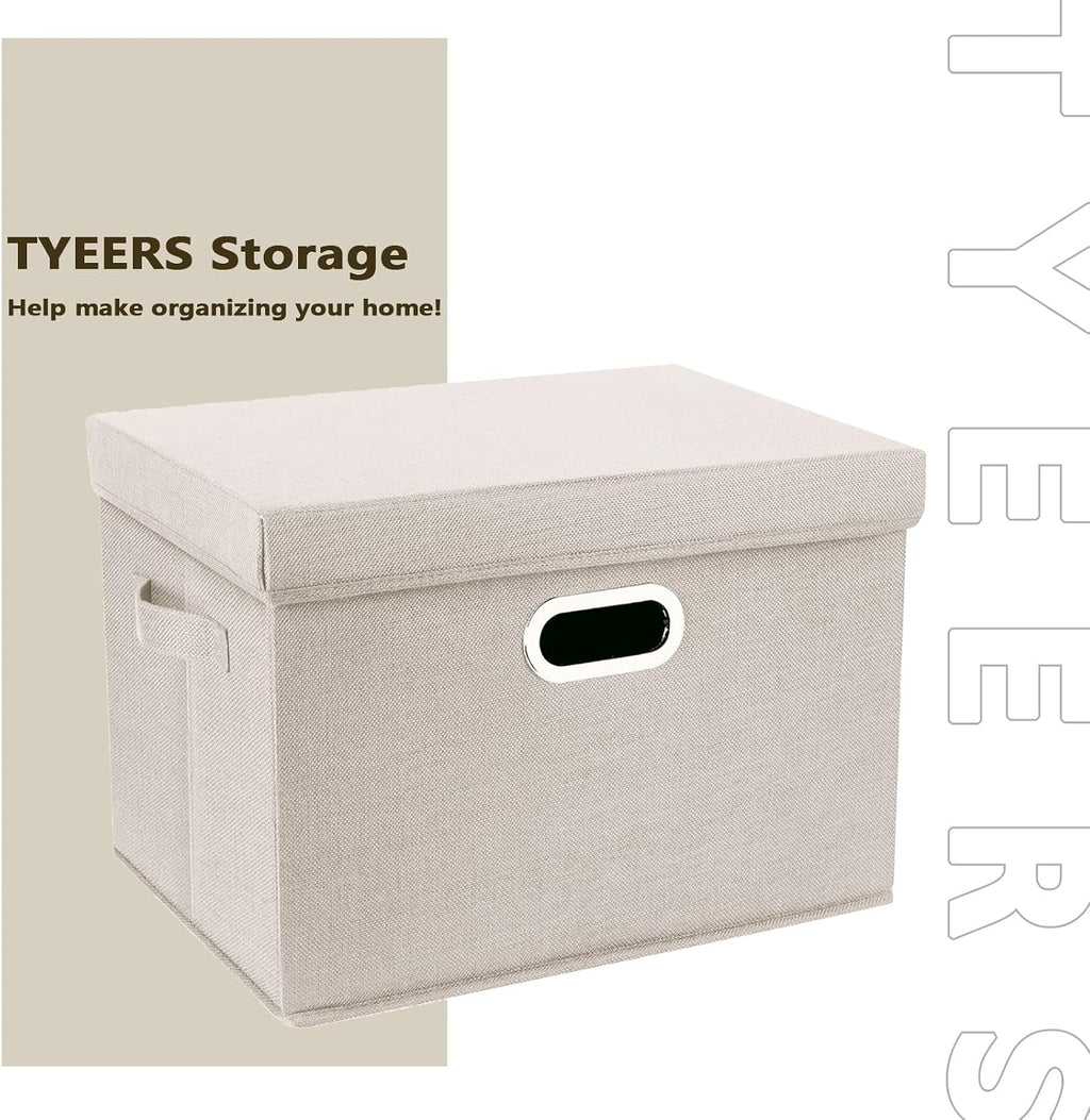 Large Storage Bins with Lids, Collapsible, Washable, Fabric Storage