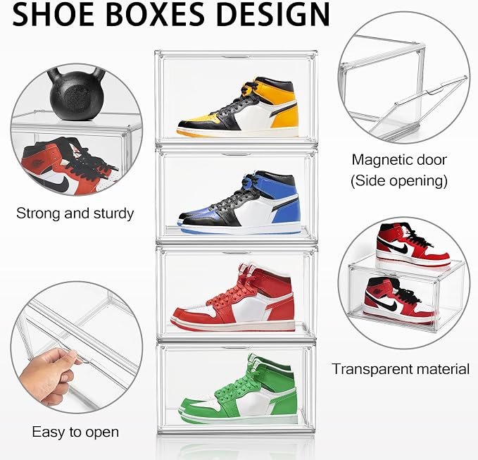 Size 14 Acrylic Sneaker Shoe Display Case Transparent Shoe Box Storage Bins - Image 4
