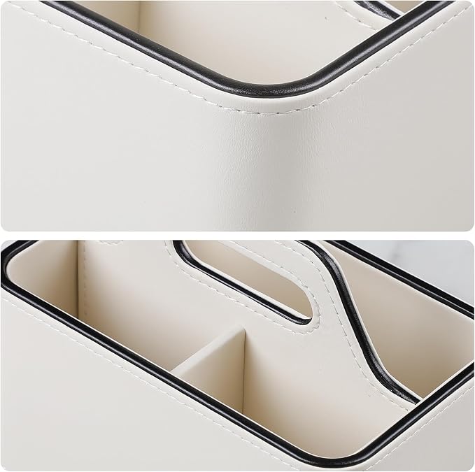 Caddy Organizer with Handle, PU Leather Remote Control Holder Desk Caddy - Image 5