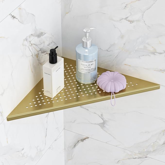 Bathroom Corner Shelf, Recessed 12" Shower Shelf Caddy, SUS304 Stainless Steel by Qeke