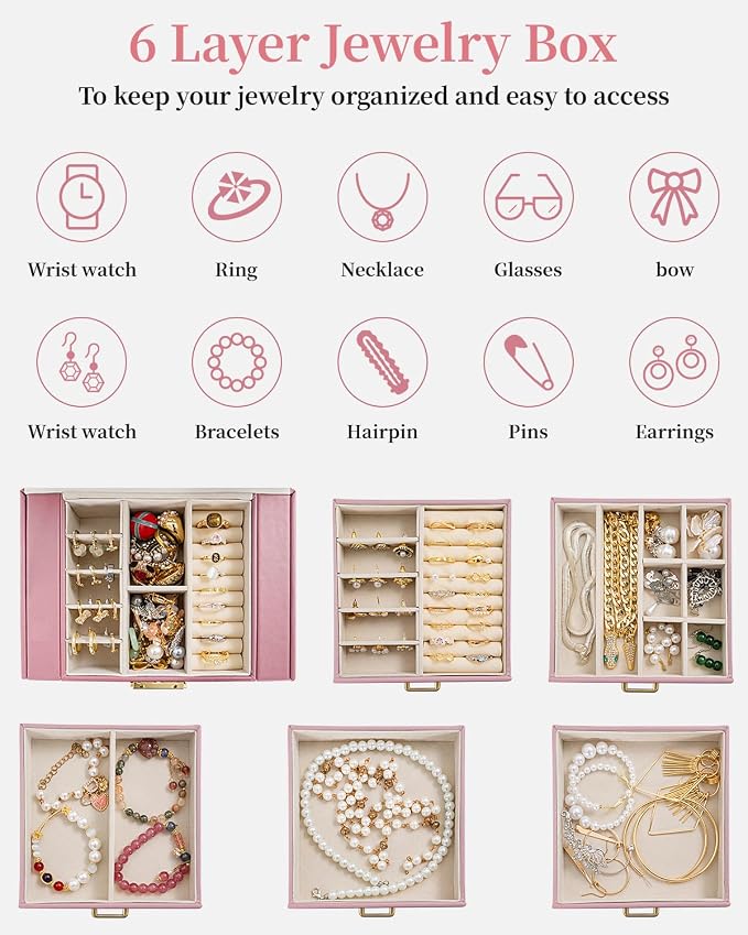 TORIBIO Large Jewelry Box for Women, Leather Jewelry Organizer - Image 4