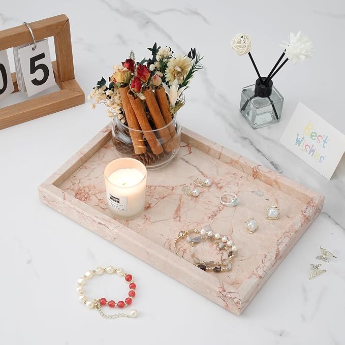 Marble Bathroom Tray, Pure Natural Vanity Tray, Marble Trays - Image 2