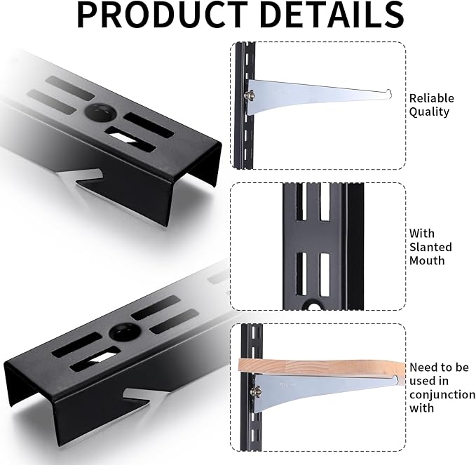6 Pcs 47.5 Inches Shelf Rails Bracket Track Upright Closet System Hardware - Image 4