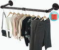 Clothes Rack Wall Mount with 3 Hooks, Industrial Pipe Clothes Rod, Heavy Duty by Crehomfy