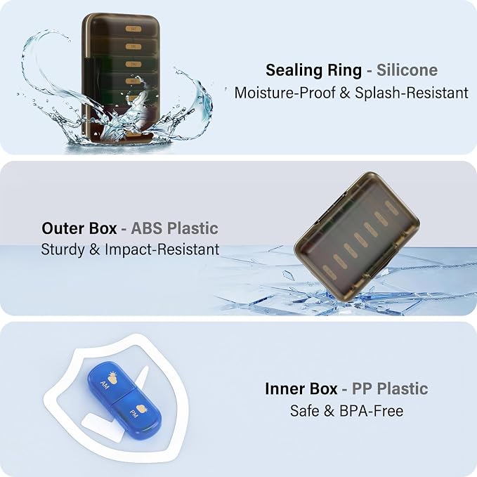 Weekly Pill Organizer 2 Times a Day, 7 Day Pill Box 2 Times, Portable - Image 3