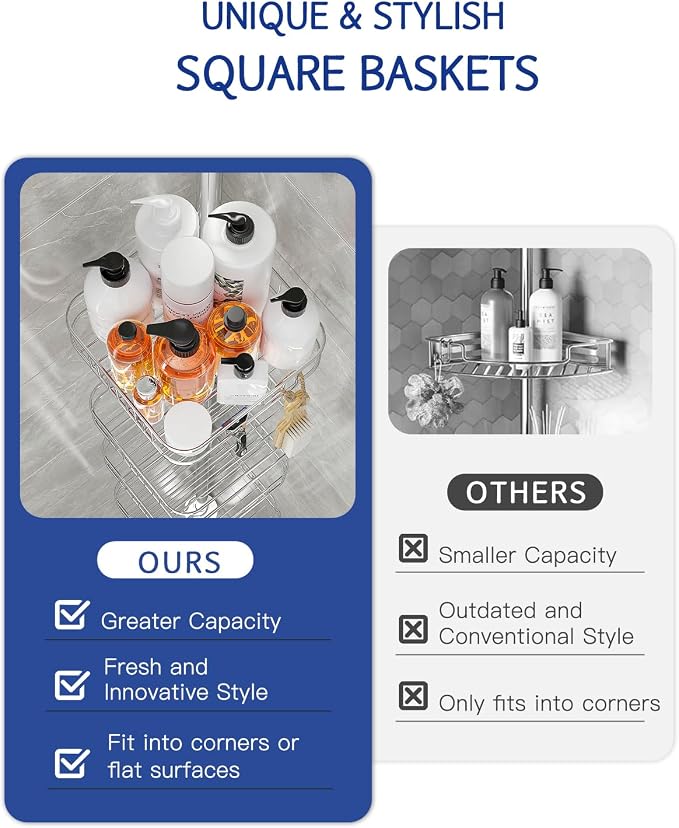 SEIRIONE Rustproof Shower Caddy Corner and Shower Organizer Corner - Image 4