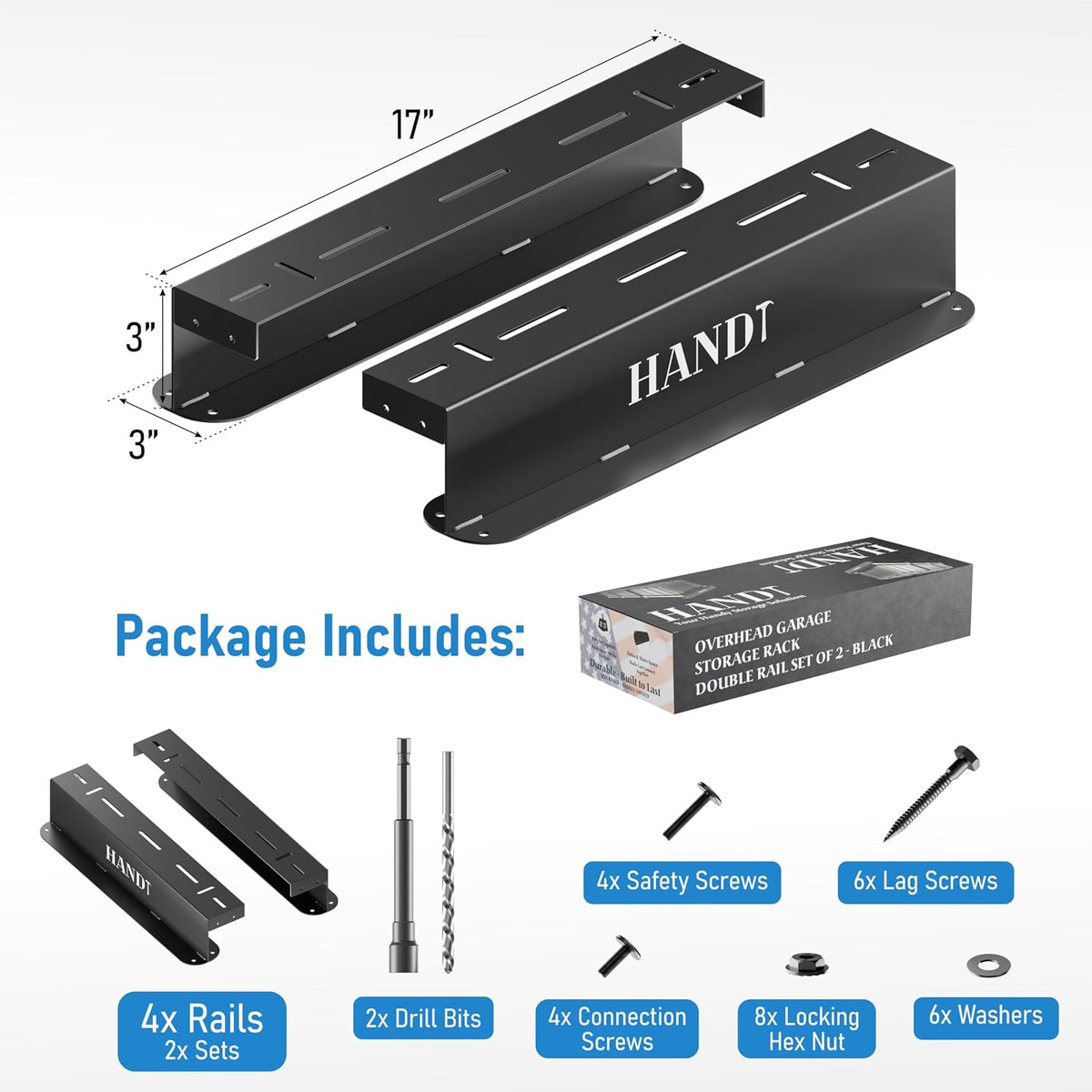 USA Based Overhead Garage Storage Rack, Connectable Heavy Duty Metal