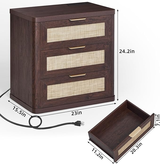 LEYAOYAO Rattan Night Stand Set of 2 - Image 3