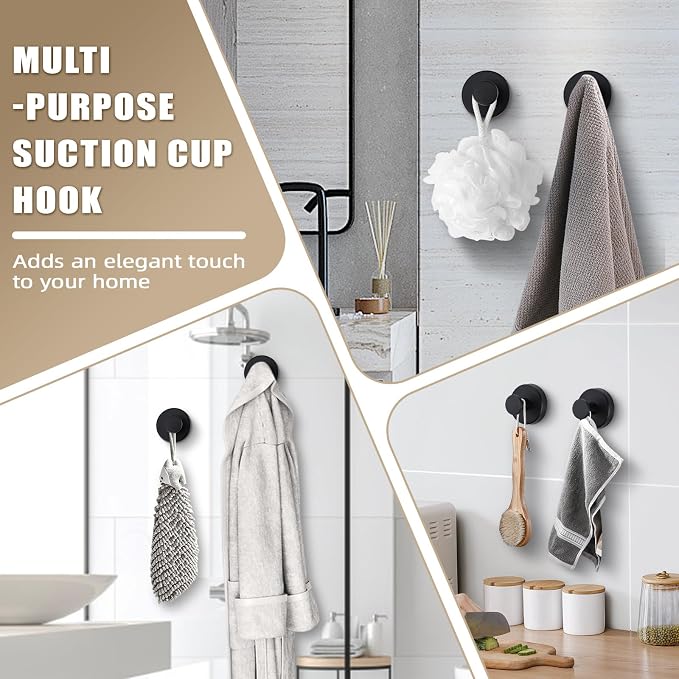 Suction Cup Hooks for Shower No-Drill Bathroom Hooks for Towels, Loofah - Image 2