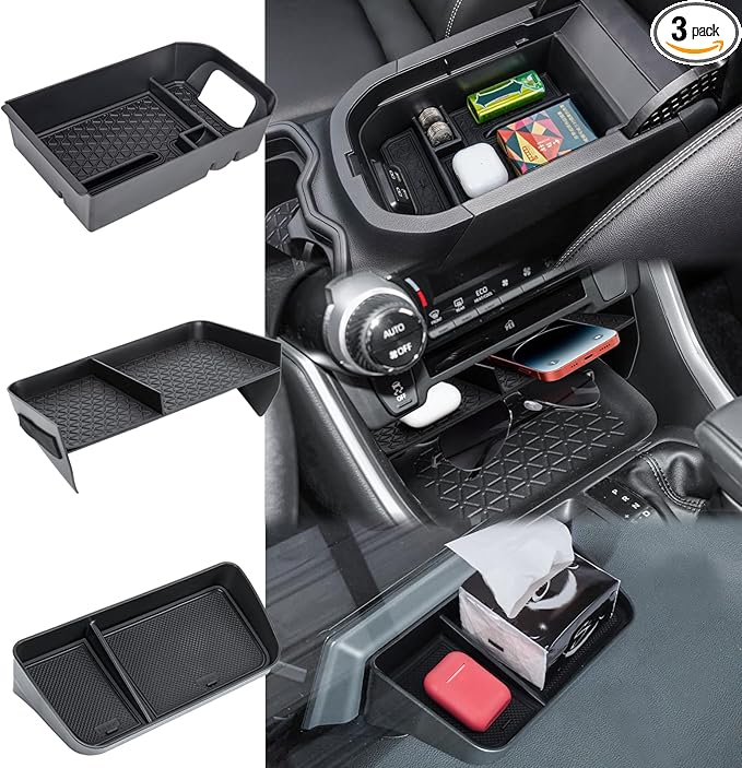 3PCS Center Console Organizer Tray and Armrest Storage Box Compatible by Neepiar