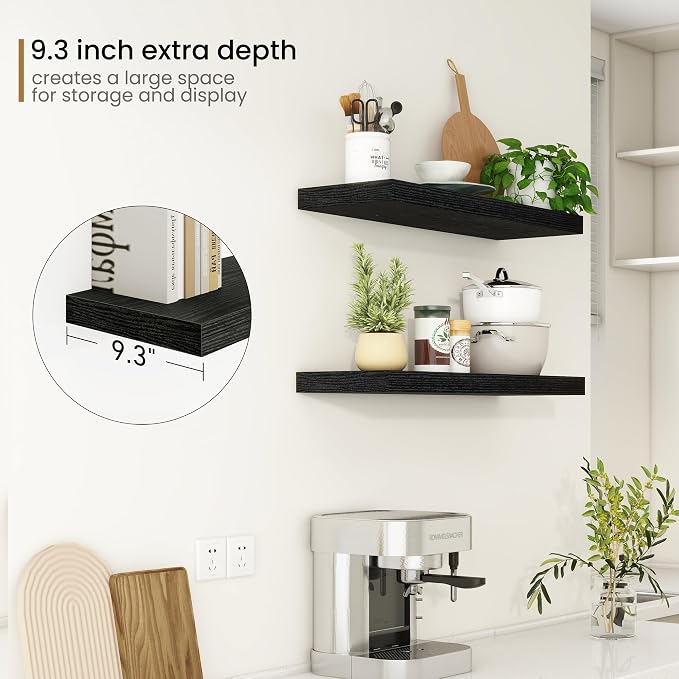Fun Memories 32Inch Floating Shelves, 9.3Inch Deep Rustic Wall Shelves - Image 6