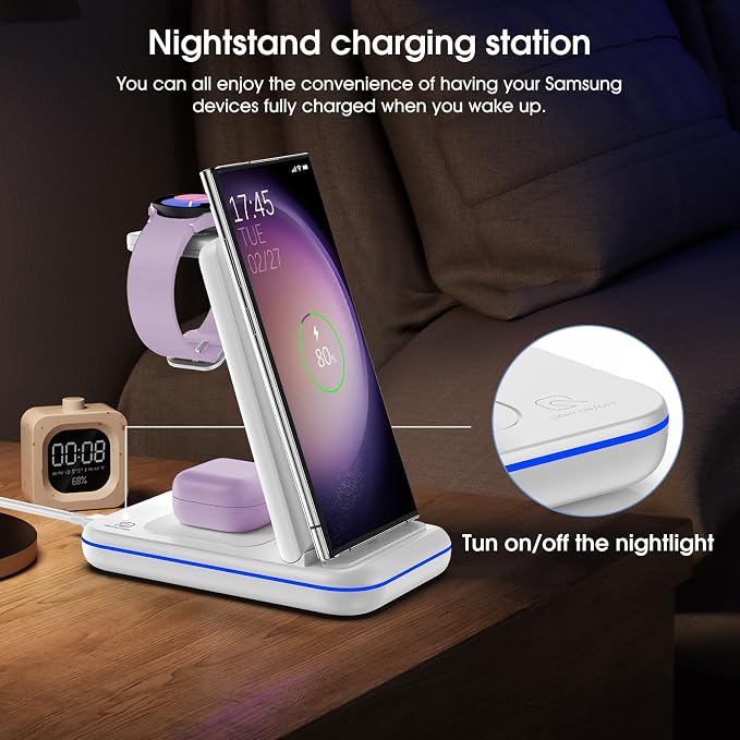 Wireless Charging Station for Samsung/Android, Fast Wireless Watch Charger - Image 4