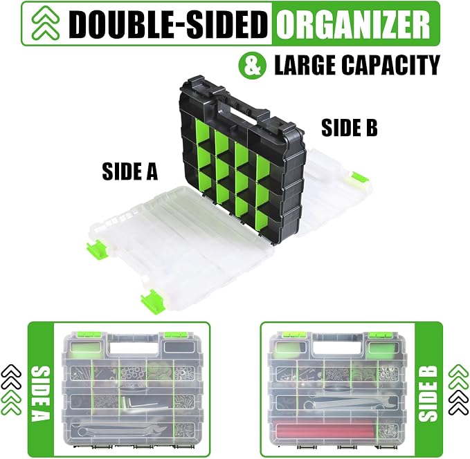 Generic Tool Box with Transparent Lid, Double Side 34-Compartments Organizer - Image 6