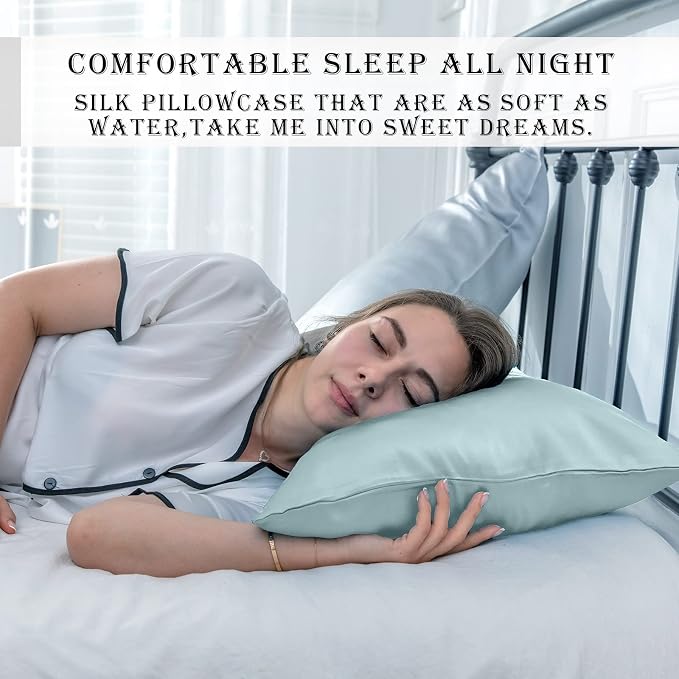 Silk Pillowcase for Hair and Skin, Breathable and Sliky Pillow Case, Both Sides - Image 6