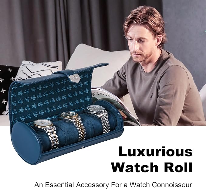 DUKWIN Watch Roll for 3 Watches, Vegan Leather Travel Watch Case Organizer - Image 5