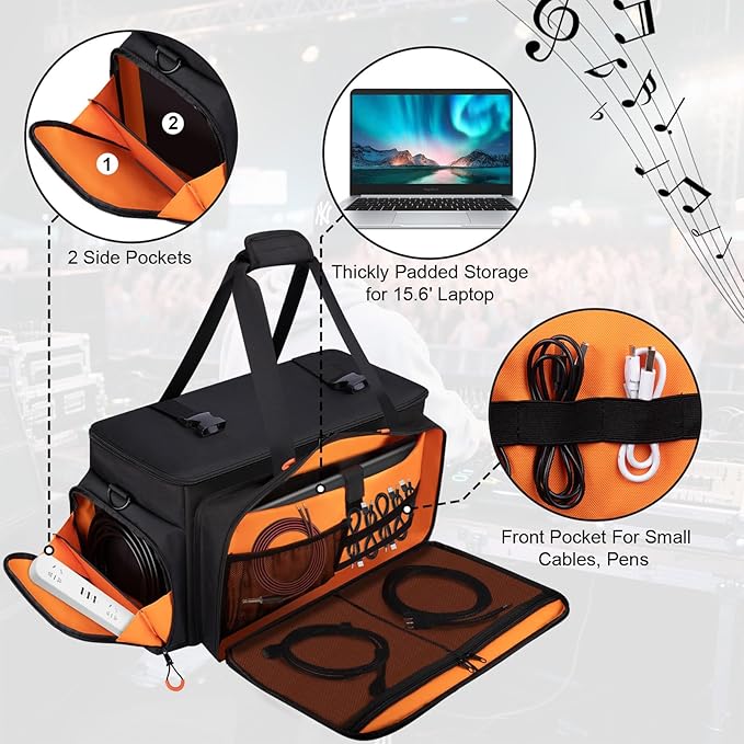 Large Dj Cable Bag with Laptop and Microphone Pocket, Dj Bag - Image 3
