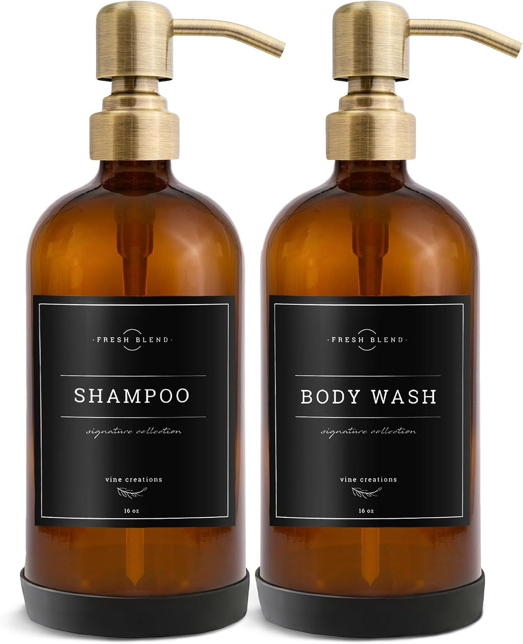 Vine Creations Amber Glass Soap Dispenser, 2 Pack Kitchen Soap