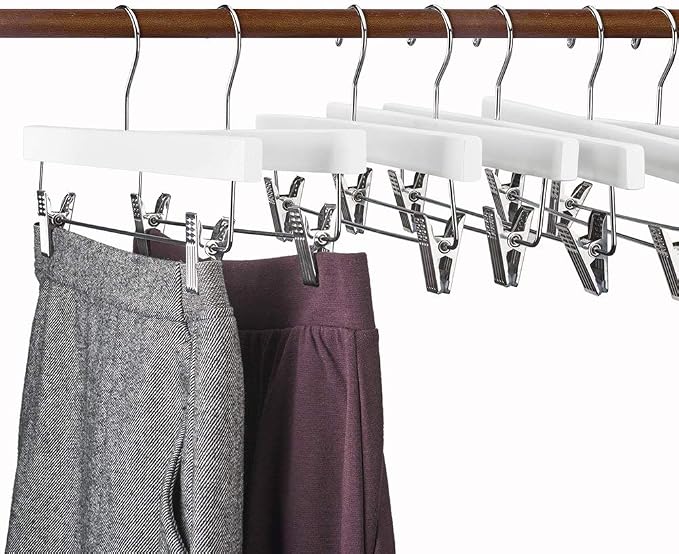 HOUSE DAY Premium Wooden Pants Hangers 25 Pack, Solid Lotus Wood Skirt Hangers - Image 4