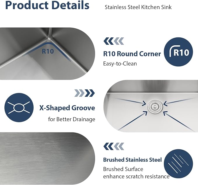 Lordear 30 Inch Undermount Kitchen Sink Workstation 16 Gauge Stainless Steel - Image 7
