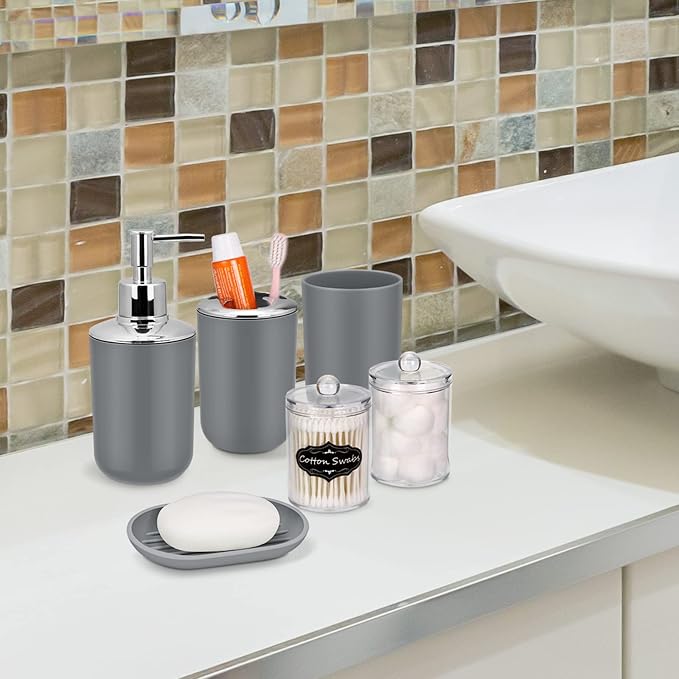 IMAVO Bathroom Accessories Set, 9 Pieces Bathroom Accessory Set, Qtip Holders - Image 6
