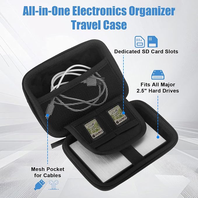 External Hard Drive Case, EVA Protective Shockproof Carrying Case - Image 4